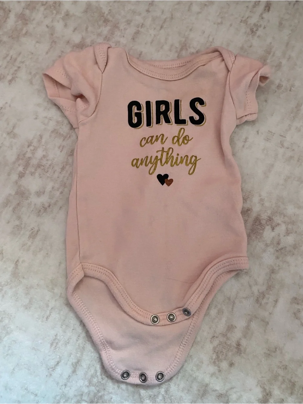 Hudson Baby Pink and Brown Girls Onesie 3-Pack